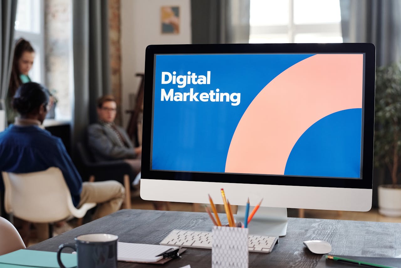 services-02 Professionals in a creative office plan digital marketing strategies.